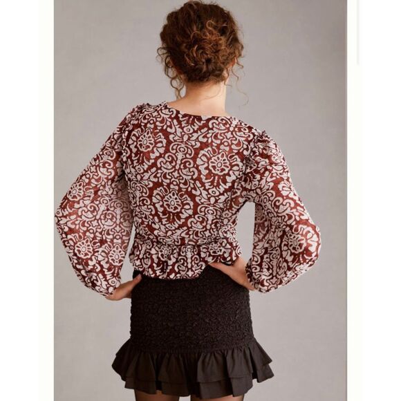 Anthropologie | Jacquard Peasant Blouse | Size L - Picture 2 of 6